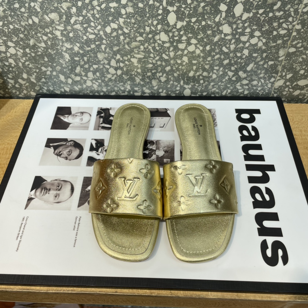 Louis Vuitton Women's Revival Flat Mule Gold For Women LV 1A9QKC