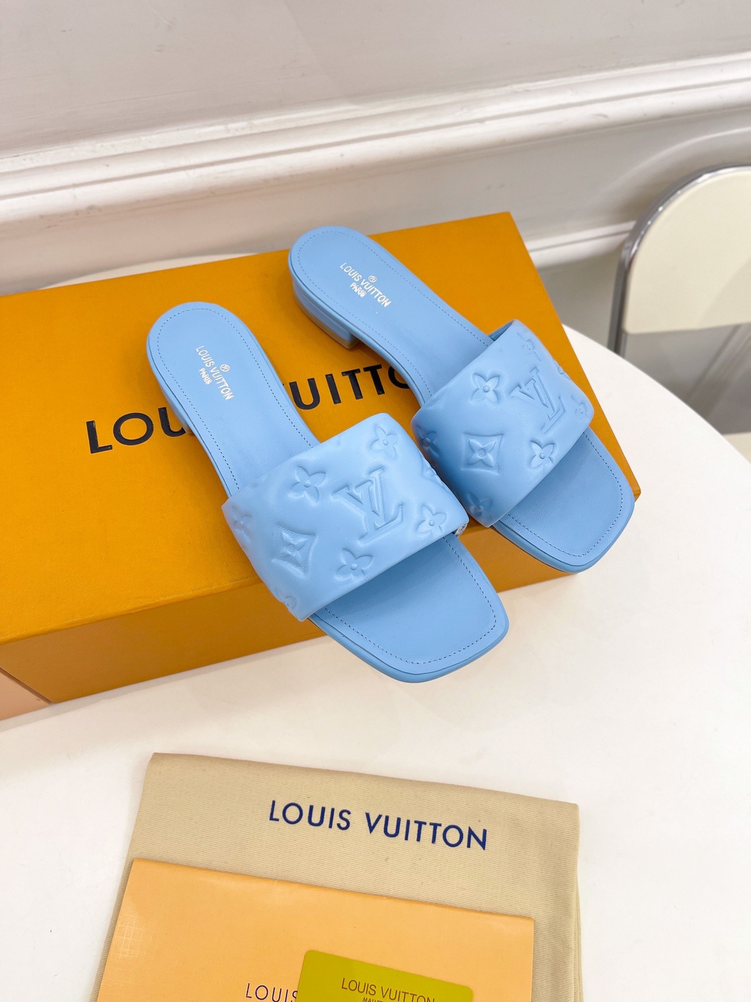 Louis Vuitton Women's Revival Flat Mule Light Blue For Women LV 1A9P7D