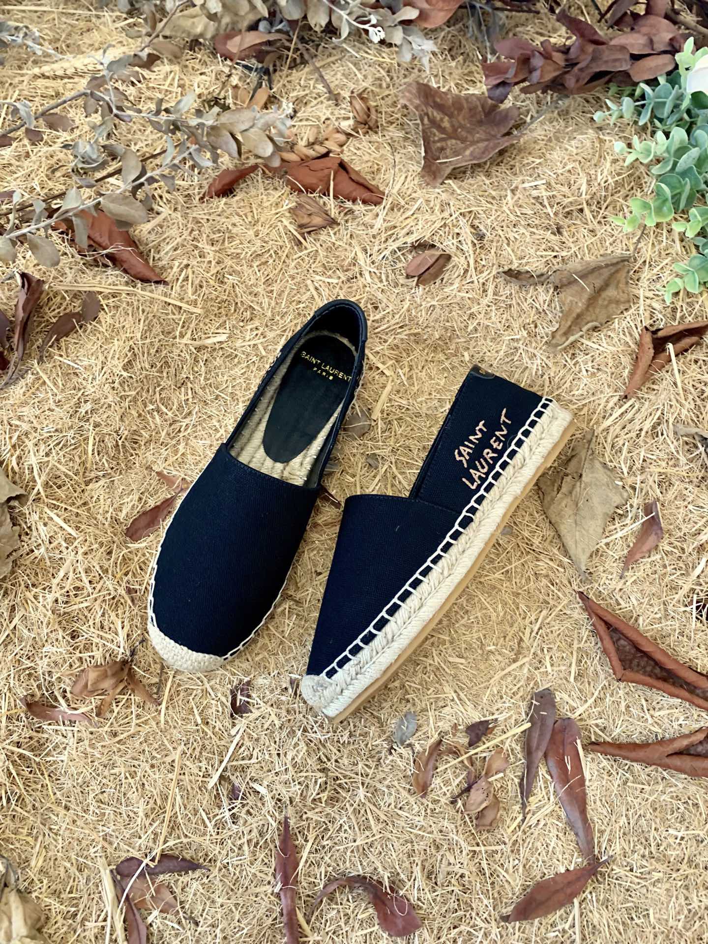 Saint Laurent Women's Saint Laurent Embroidered Espadrilles Black For Women YSL