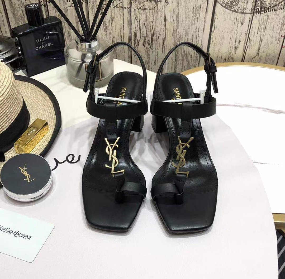 Saint Laurent Women's Cassandra Heeled Sandals Black For Women YSL 658198DWETT1000