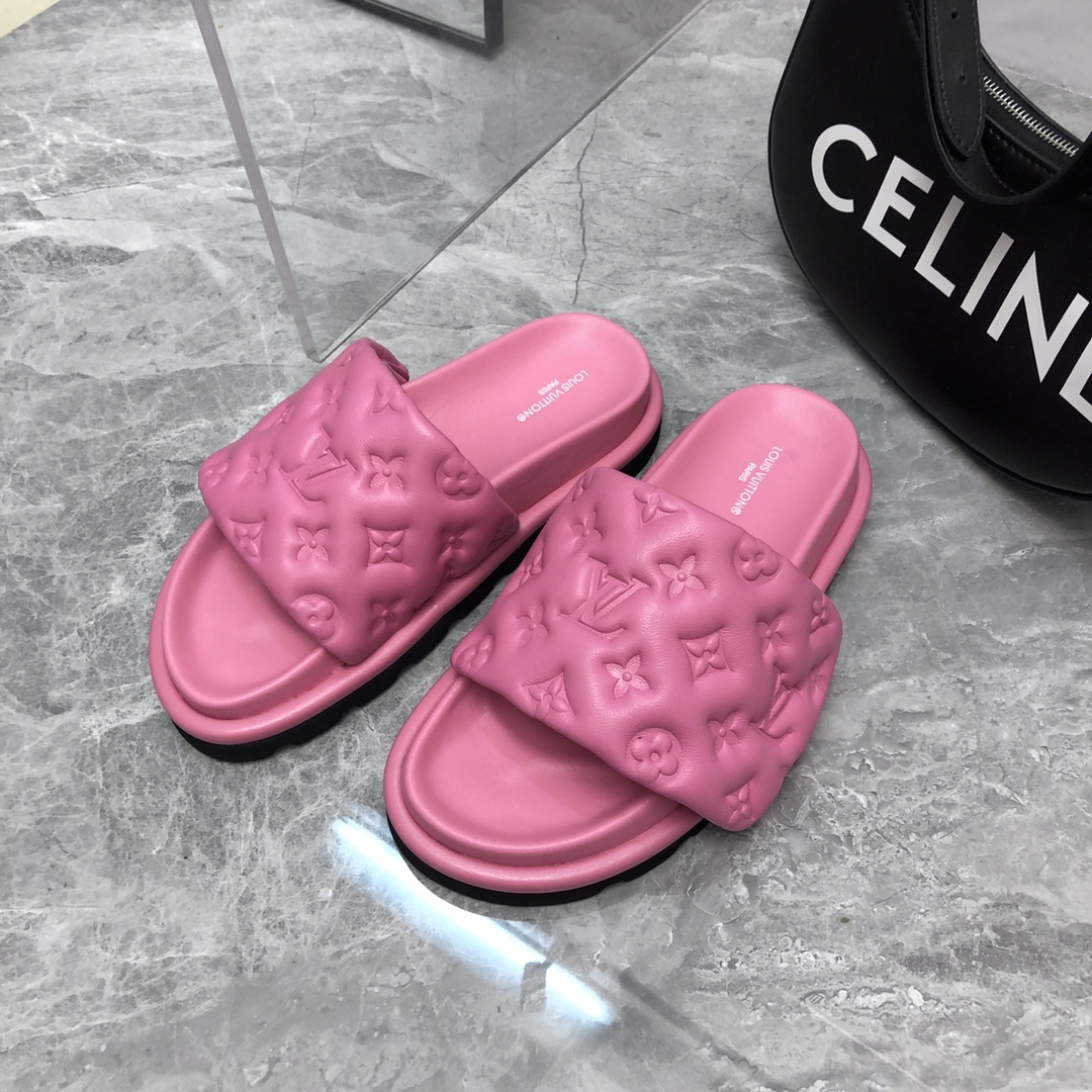 Louis Vuitton Women's Pool Pillow Flat Comfort Mule Pink For Women LV