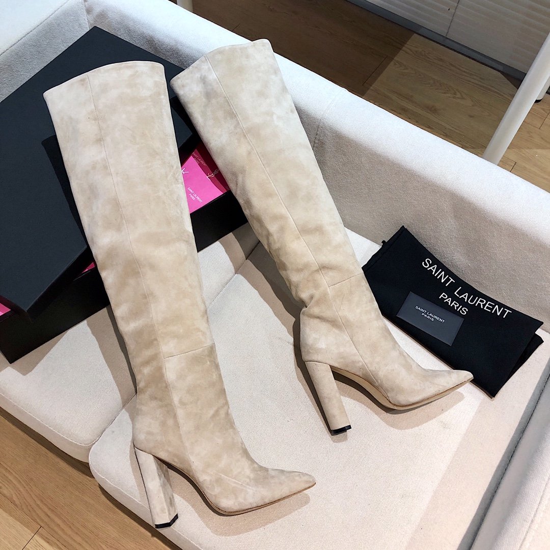 Saint Laurent Women's High Boots Beige For Women YSL