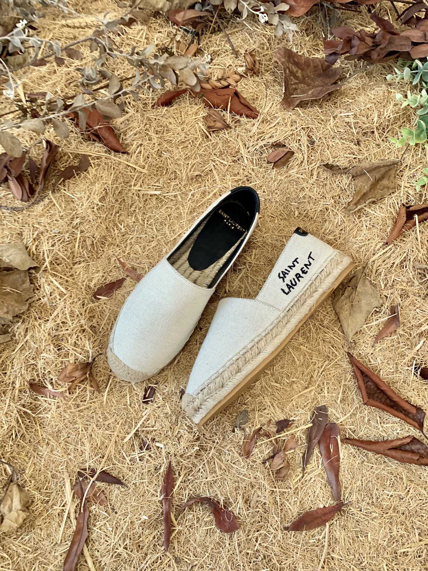 Saint Laurent Women's Saint Laurent Embroidered Espadrilles White For Women YSL
