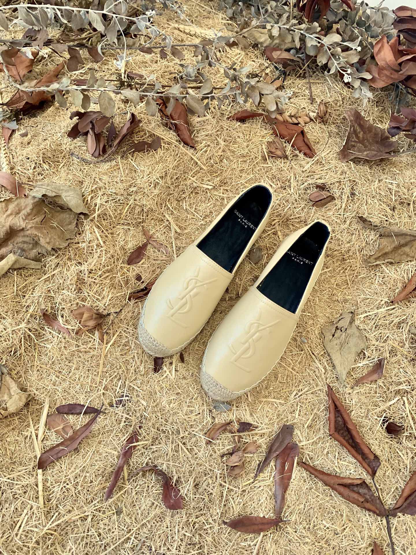 Saint Laurent Women's Ysl Embroidered Espadrilles Yellow For Women YSL